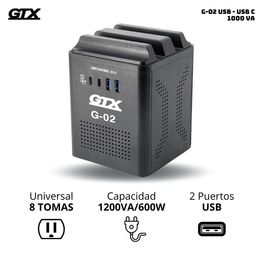 ESTABILIZADOR GTX 1000 VA USB - USB C - G-02